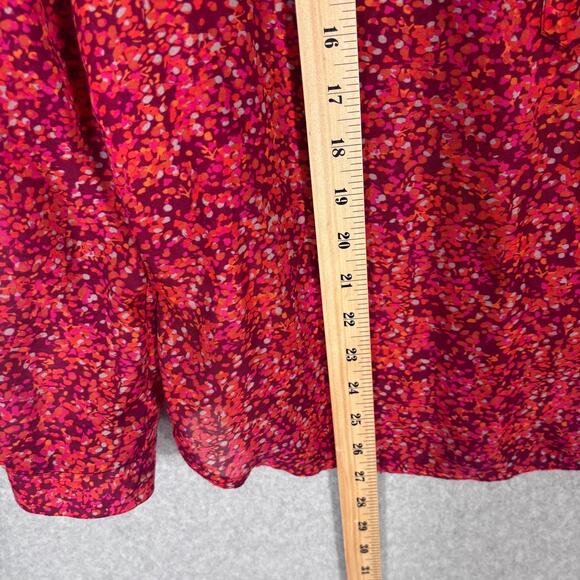 LOFT Top Small Floral Utility Sheer Popover Blouse Maximalist Loud Career Church - Picture 8 of 13